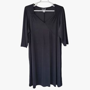 CSC Studio Size 2X Black Faux Crossover Neck 3/4 Sleeve Dress